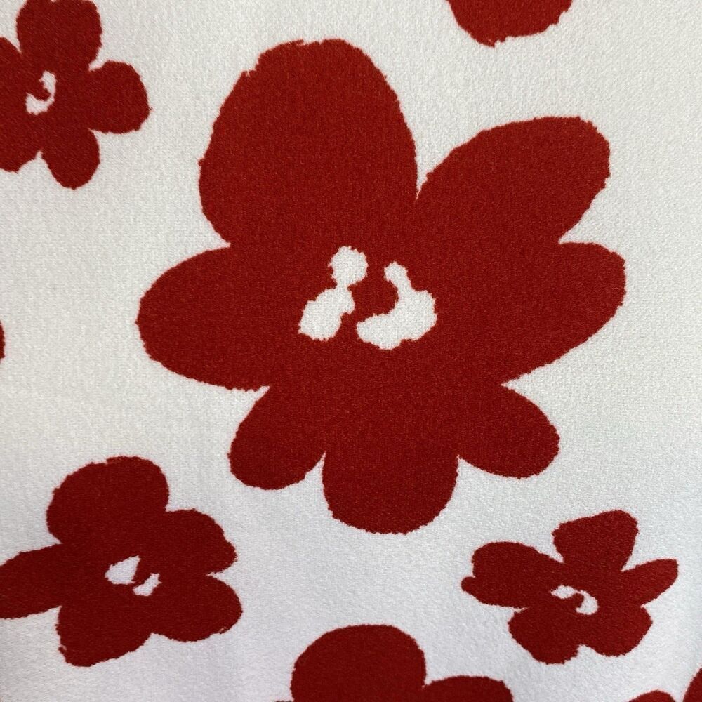 MellowDay White Red Floral Flutter Sleeve Blouse Women’s Top Size Large - Picture 4 of 6